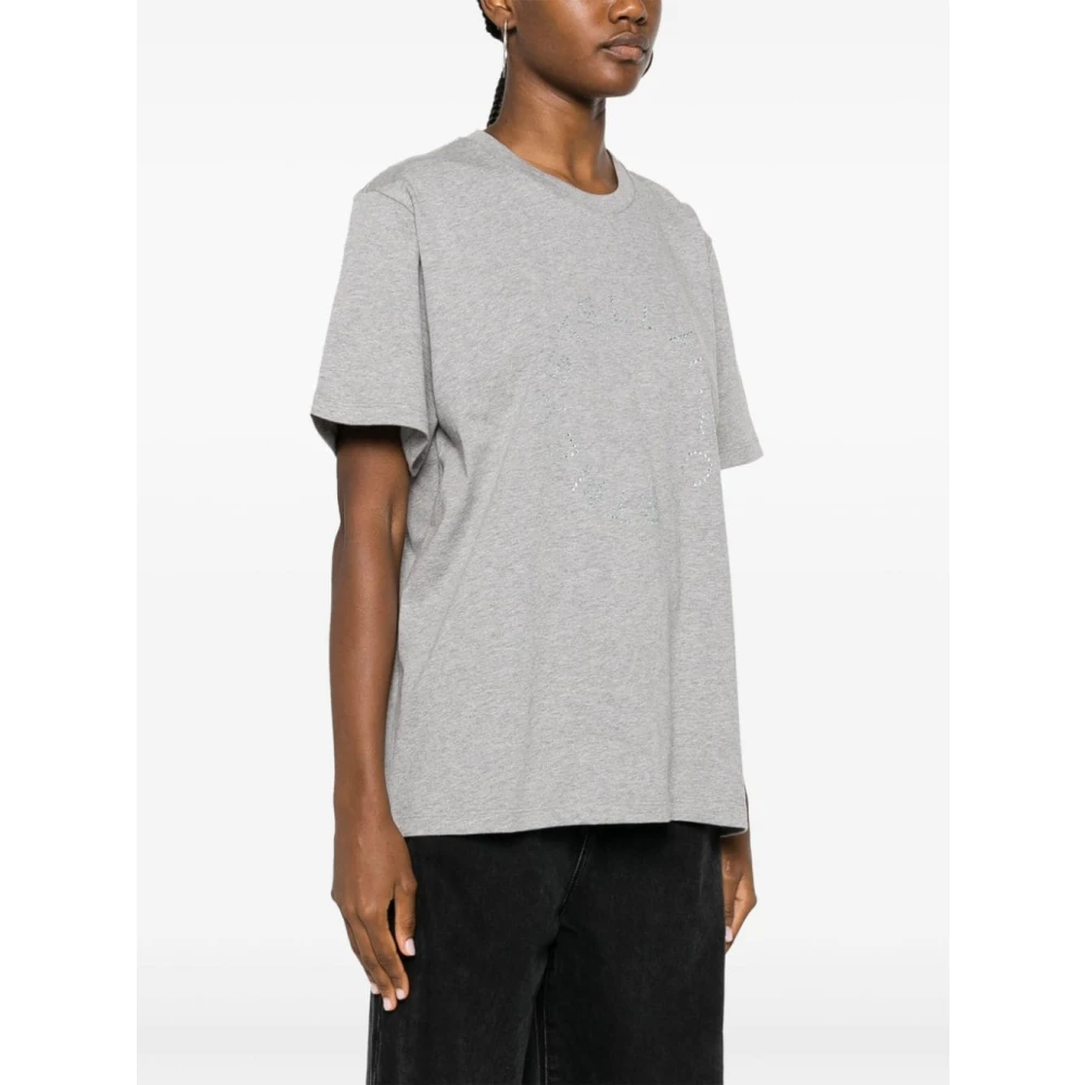 Stella Mccartney Grijze Rhinestone Logo T-Shirt Gray Dames