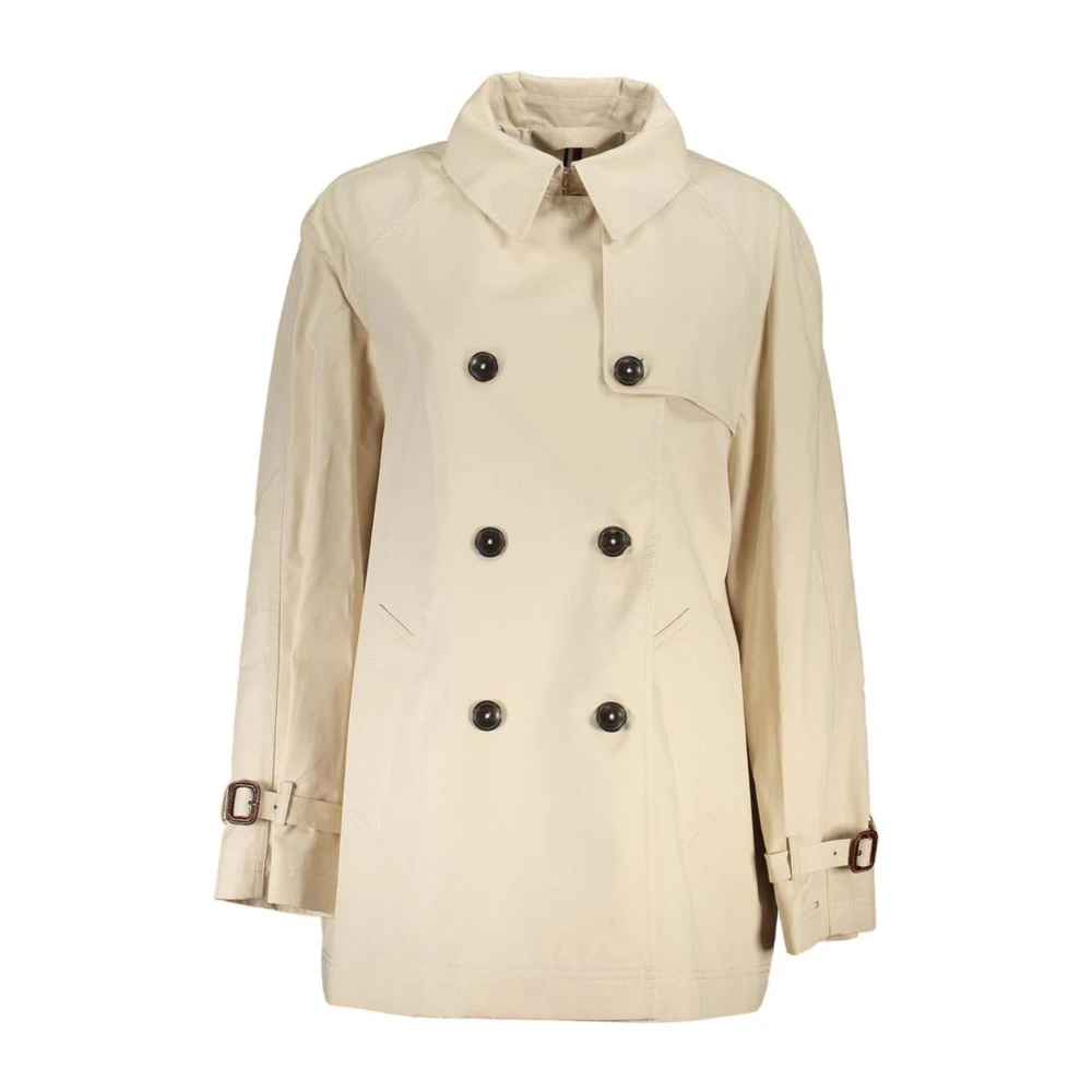 Tommy Hilfiger Women's Beige Trench Coats, Xs, Cotton Trench Coat With Pockets