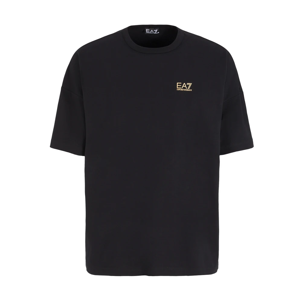 Emporio Armani Ea7 Homme Noir Tops, Taille: Xs T-Shirt Ras Du Cou En Jersey De Coton Logo Series