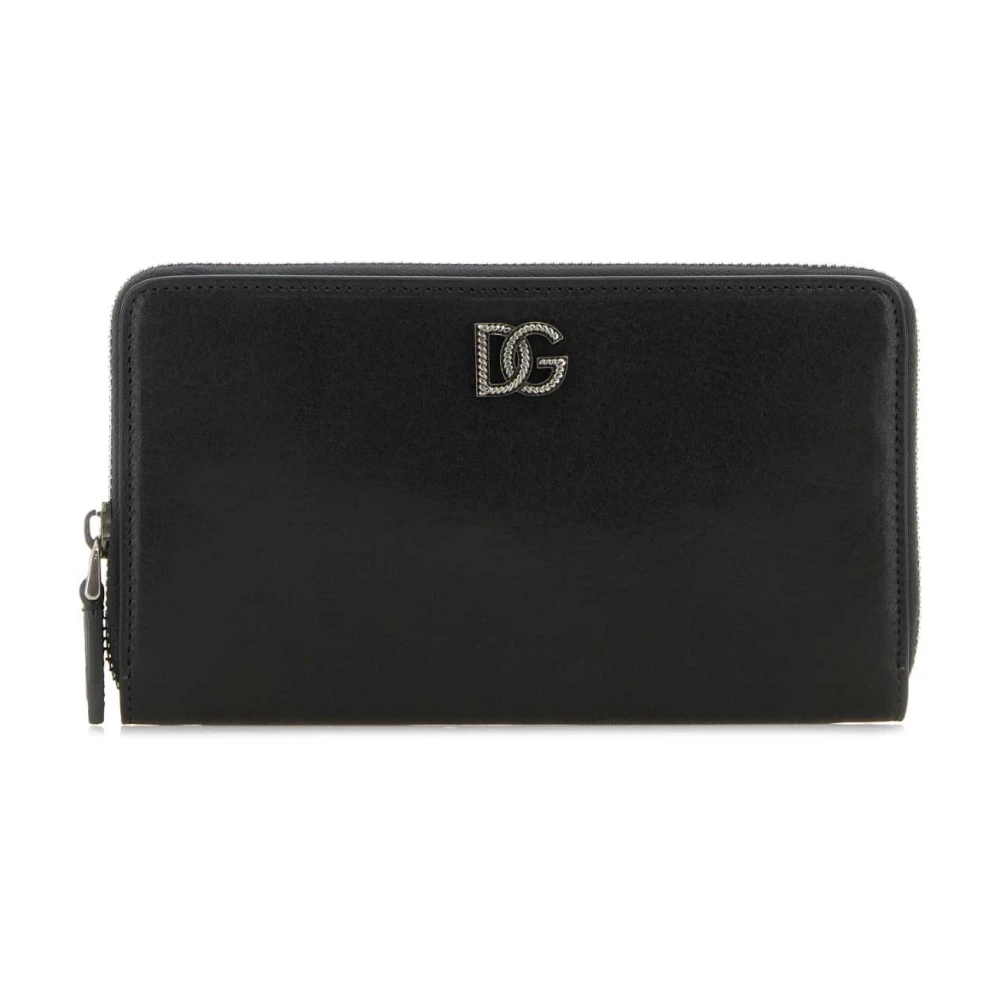 Dolce & Gabbana Men's Black Logo Leather Wallet - Wallets & Cardholders - One Size - Accessories