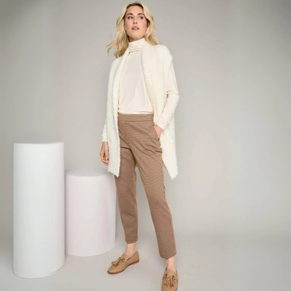 Marie Méro Geruite broek comfortabele pasvorm Brown Dames