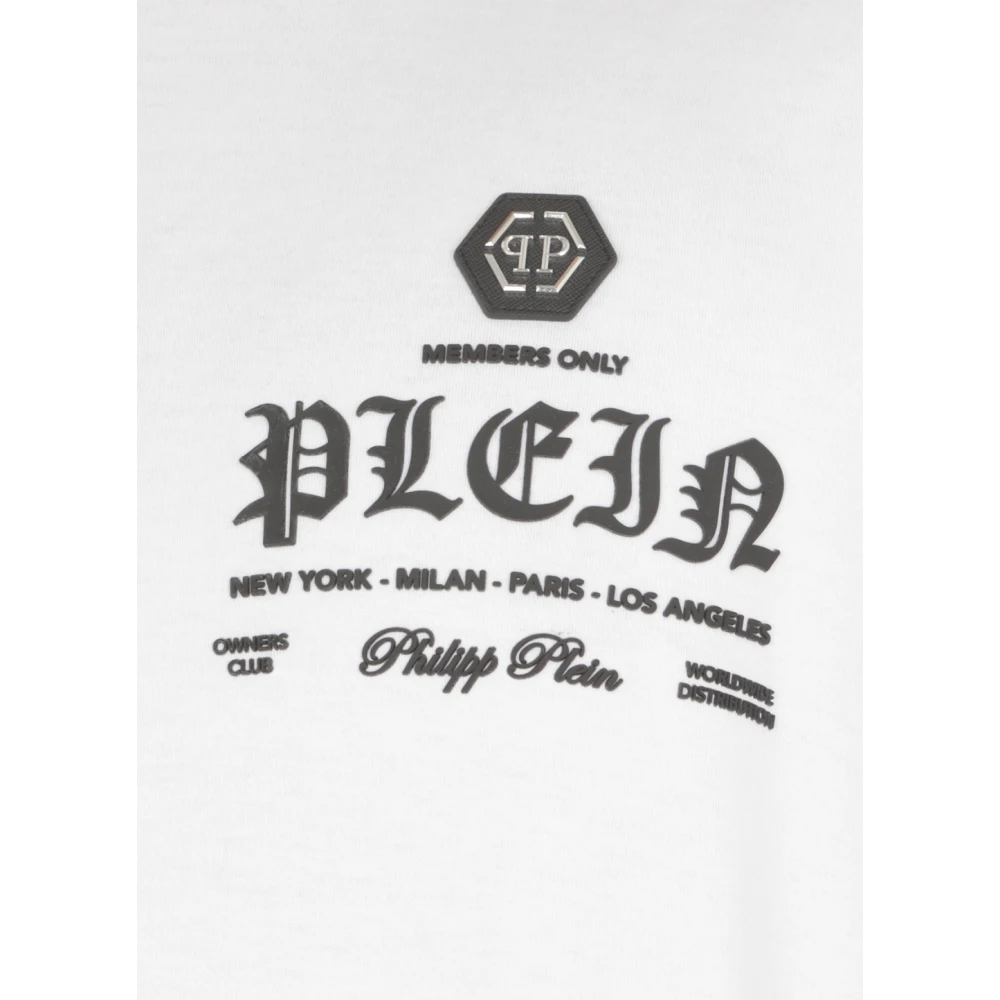 Philipp Plein Witte katoenen T-shirt met logo voor heren White Heren