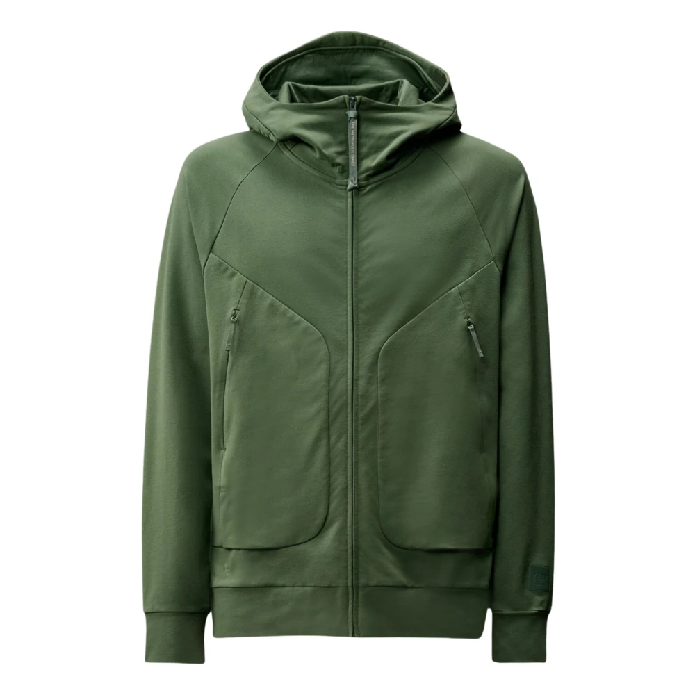 C.p. Company Men's Green Metropolis Series Stretch Fleece Full Zip Hooded Sweatshirt