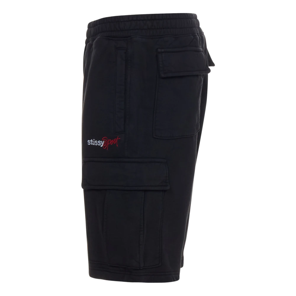 Stüssy Zwarte Cargo Shorts met Elastische Taille Black Heren