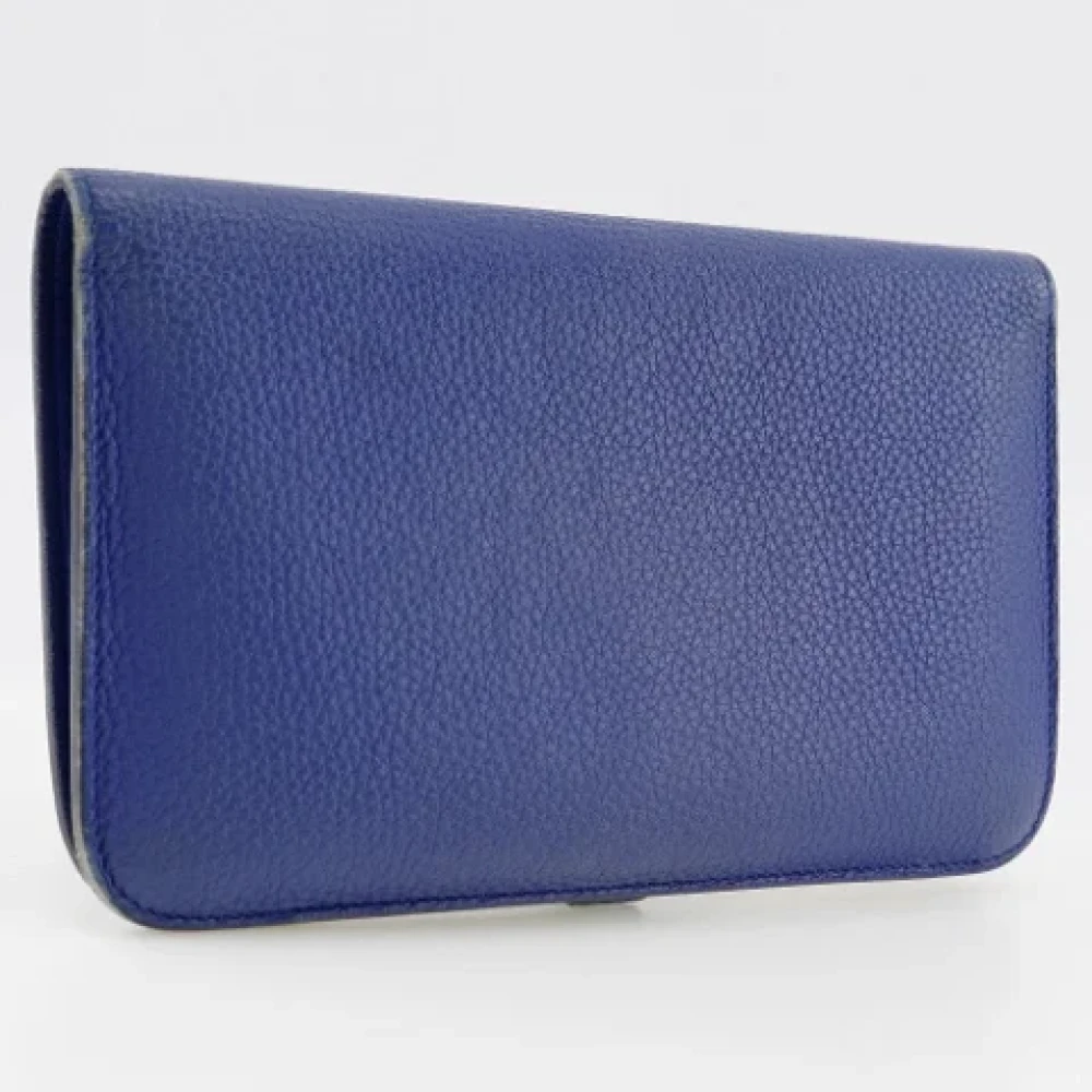 Hermès Vintage Pre-owned Leather wallets Blue Dames