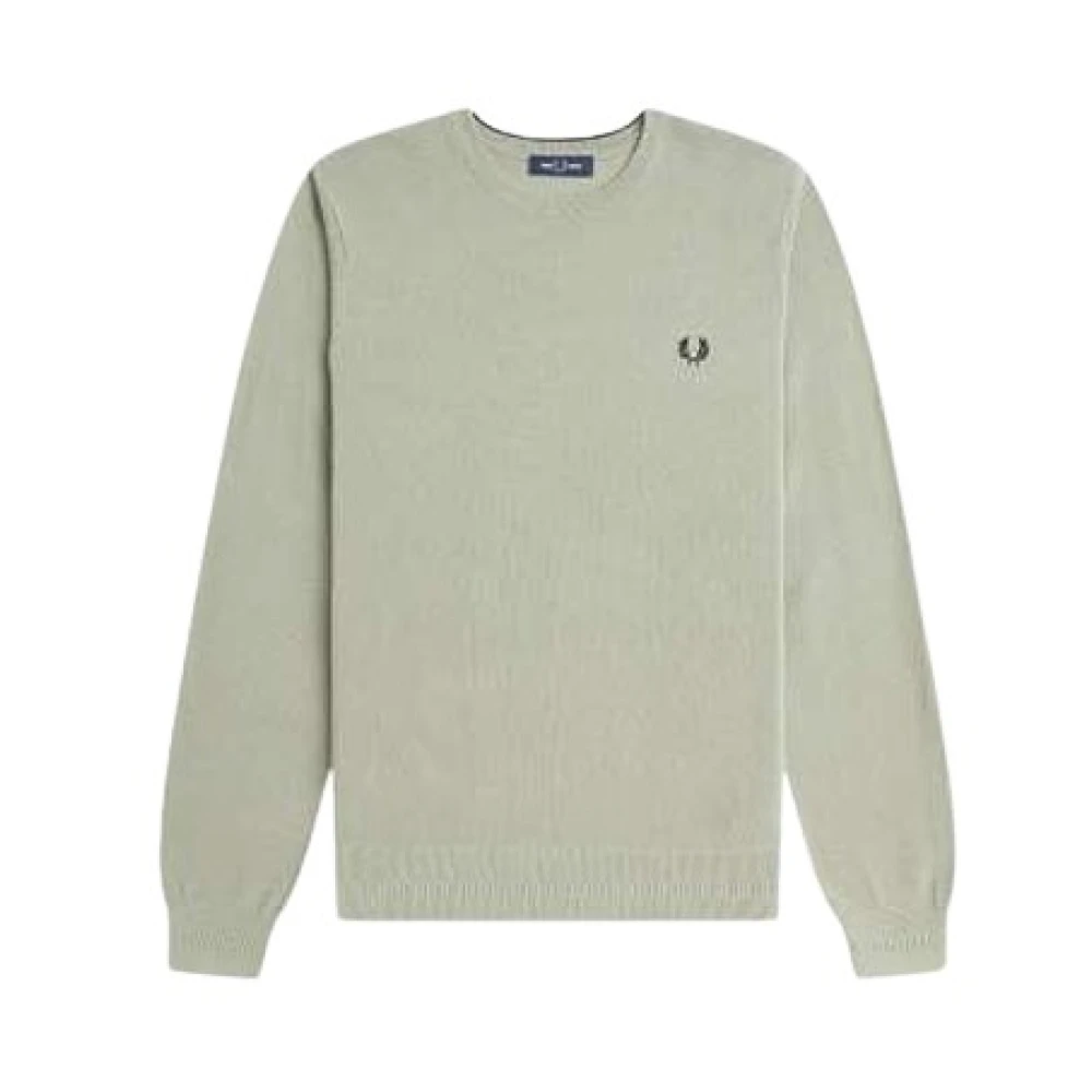 Fred Perry Men's Green Piqué Stitch Jumper - Round-Neck Knitwear - 2XL - Knitwear