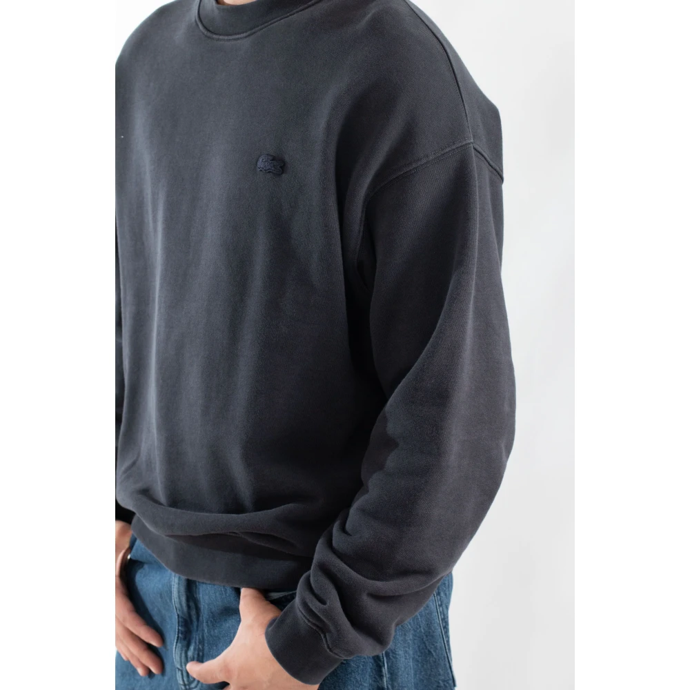 Lacoste Gewassen Fleece Sweatshirt in 031 Black Heren