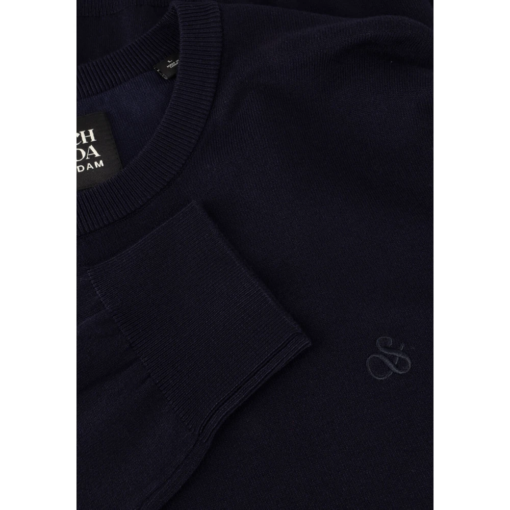 Scotch & Soda Navy Viscose Crewneck Pullover Sweater Blue Heren