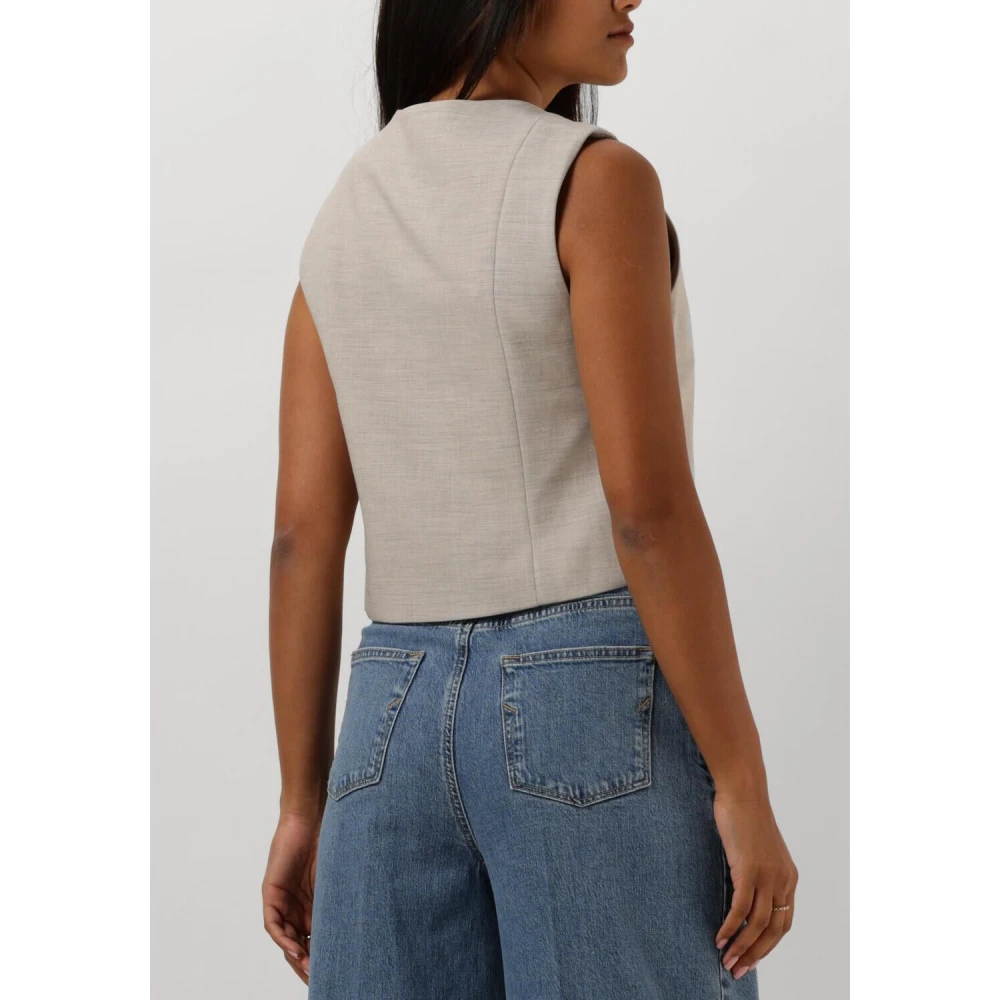 Selected Femme Cream Mouwloze Blazer Vest Beige Dames