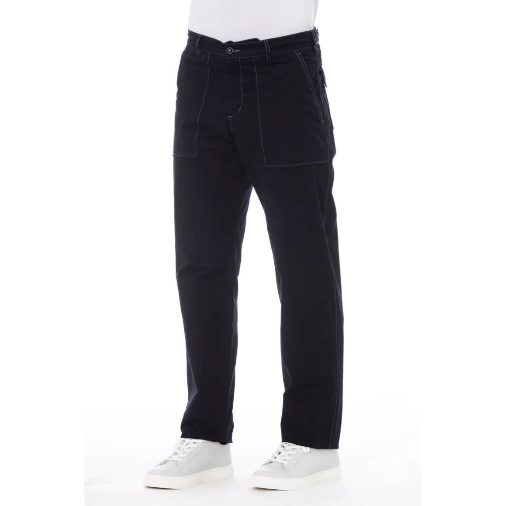 Alpha Studio Broek met Contraststiksels en Zakken Blue Heren