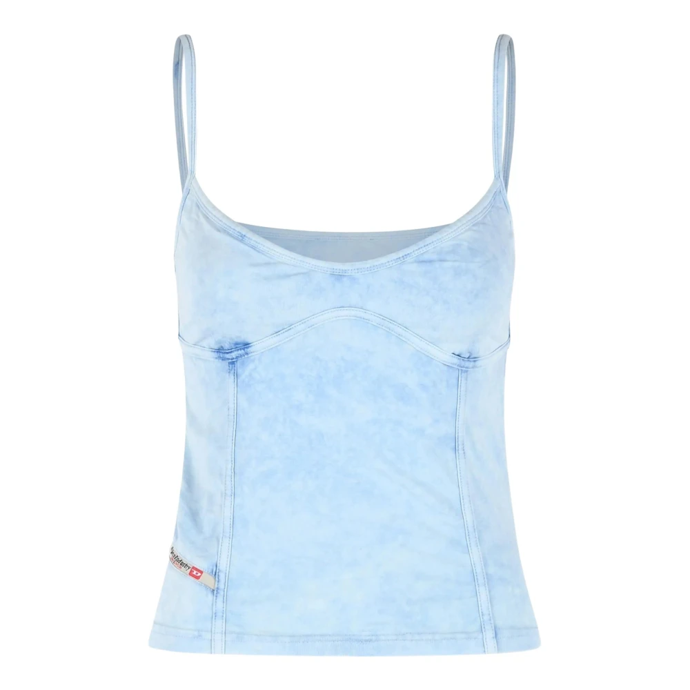 Diesel Women's Blue Sleeveless Tops, Xs, Fitted Top With Thin Straps