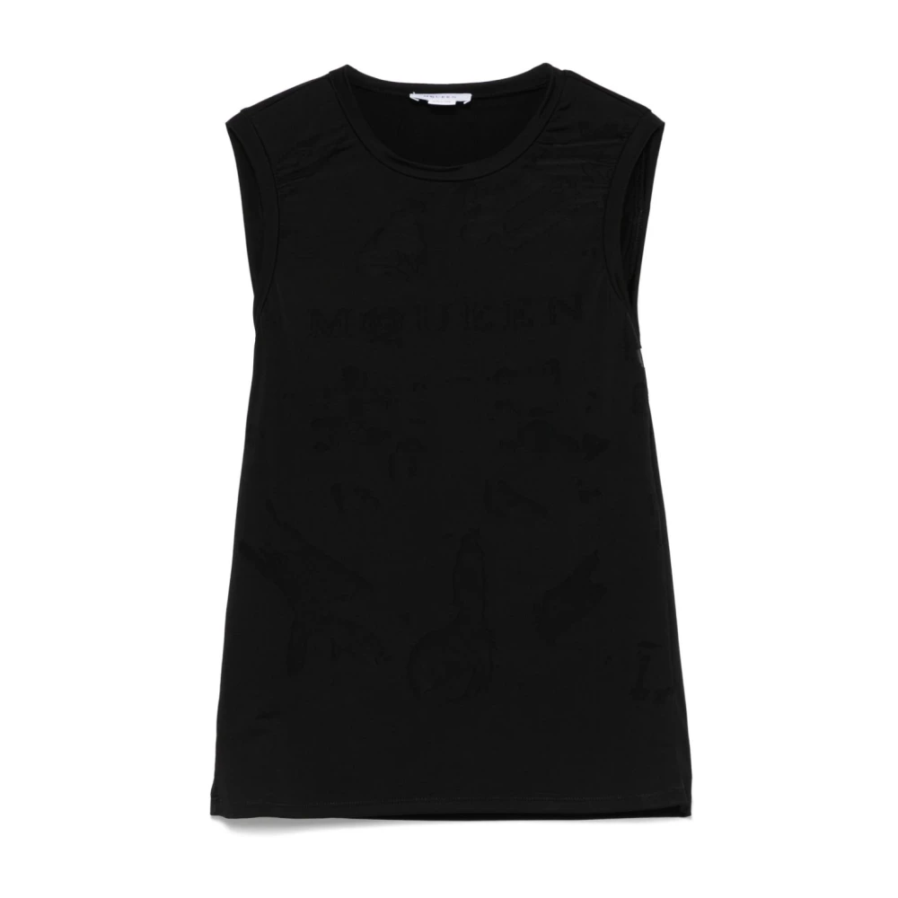 Alexander mcqueen Zwarte Mouwloze Crew Neck Top Black Dames