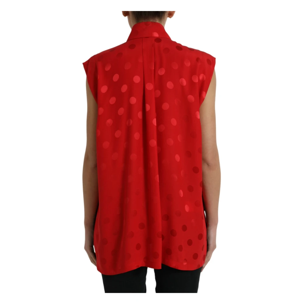 Dolce & Gabbana Rode polka dot zijden blouse top Red Dames