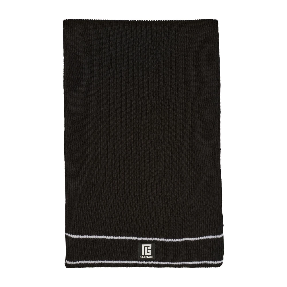 Balmain Uomo Nero - Sciarpa Con Patch In Lana - Accessories - One Size