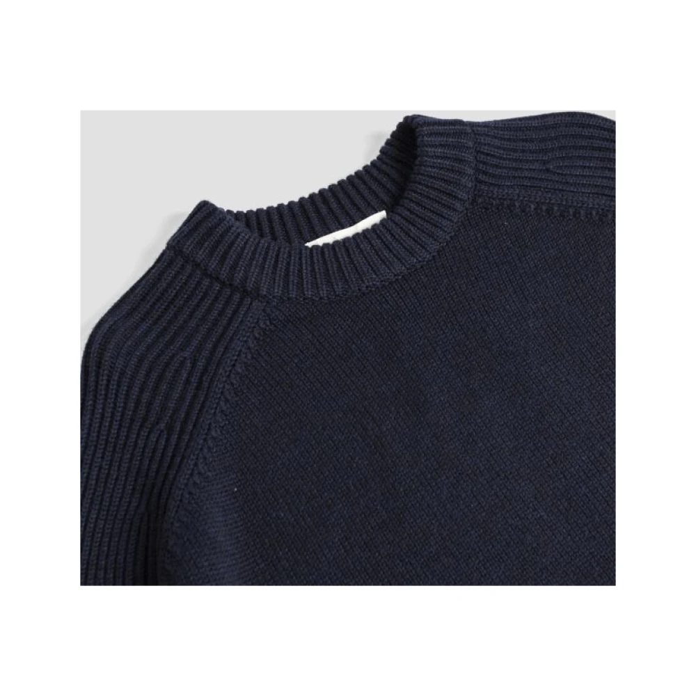 Studio Nicholson Navy Blauwe Gebreide Trui Jean Model Blue Dames