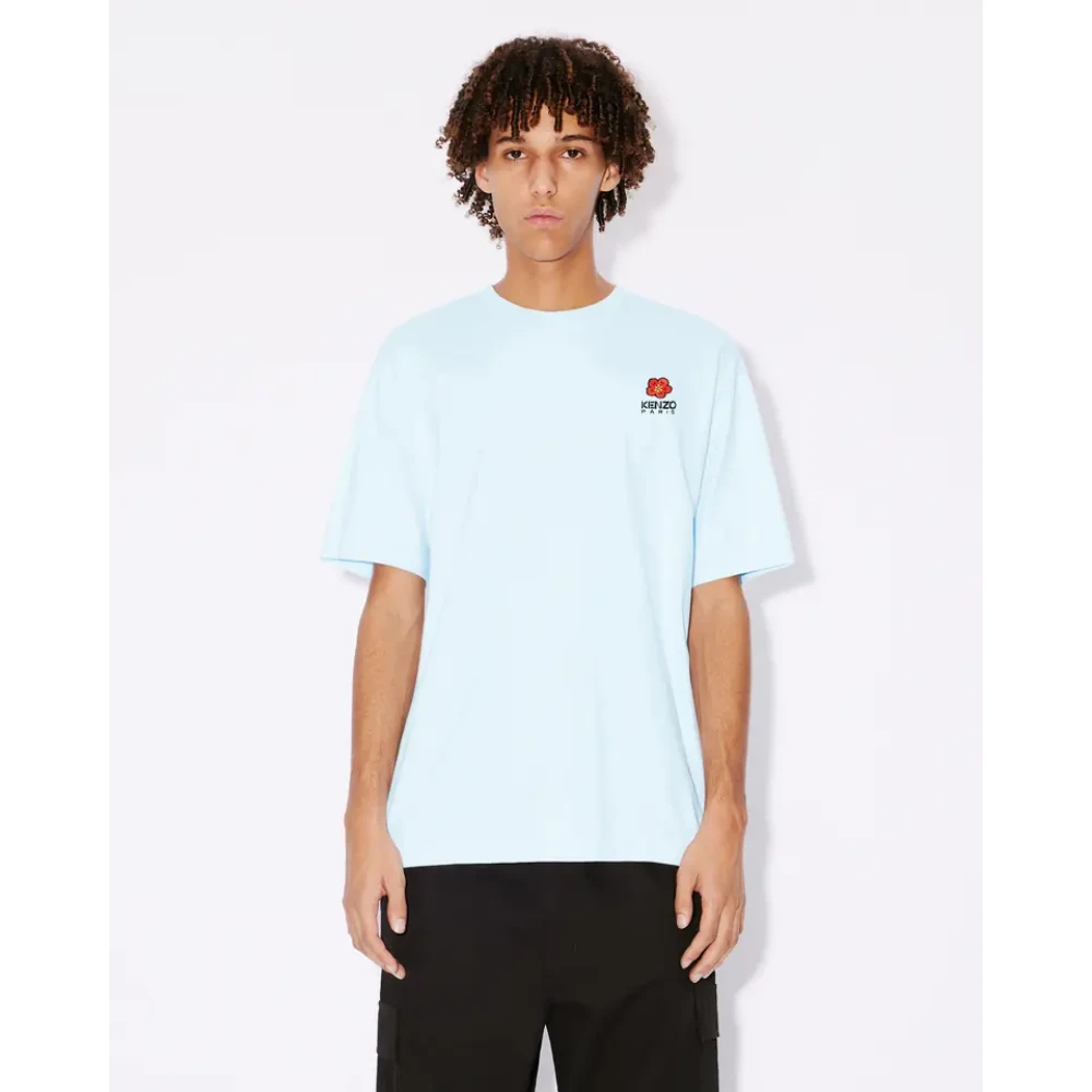 Kenzo Blauwe Bloem Crest T-shirt Blue Heren