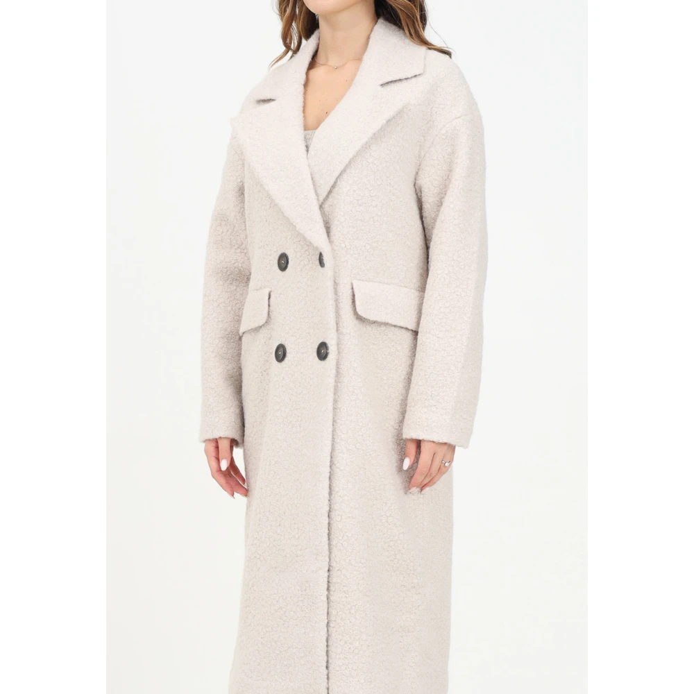 Only Beige Lange Bouclé Jas Gray Dames
