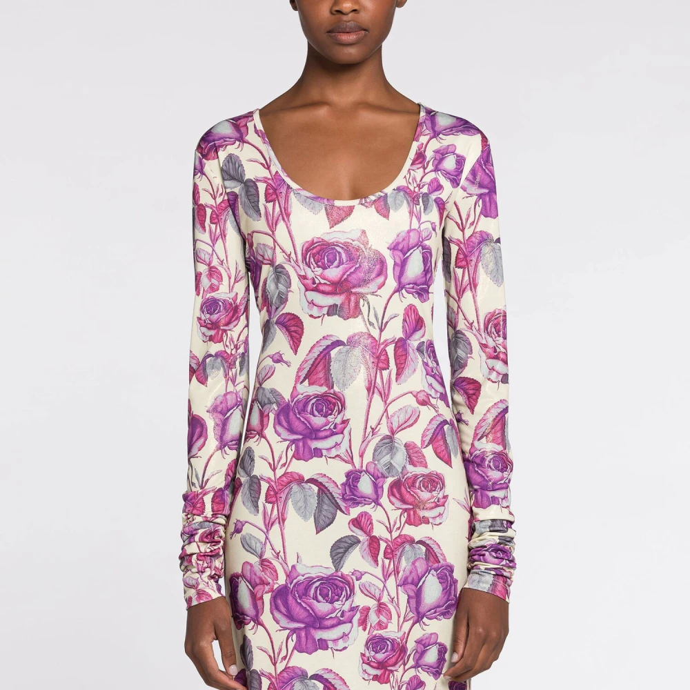 Roberto Cavalli Rose-Print Bodycon Jurk Multicolor Dames