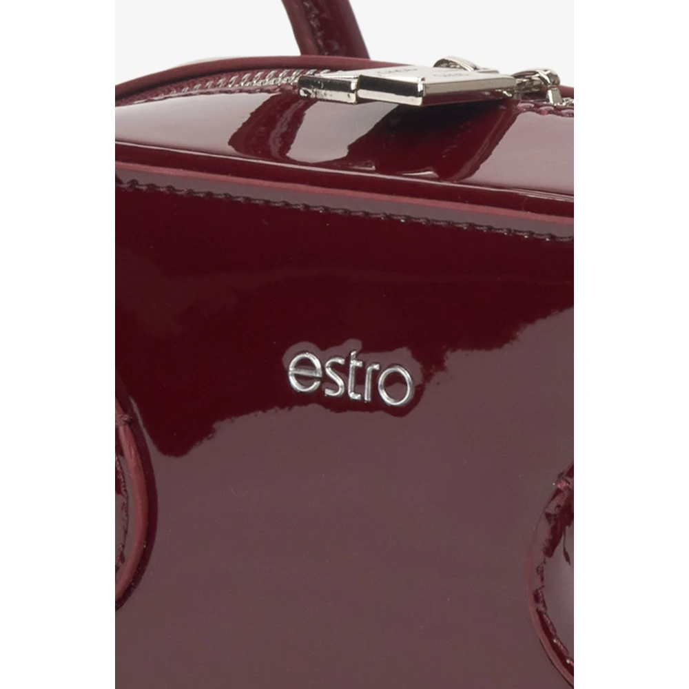 Estro Bordeauxrode Schoudertas voor Dames gemaakt van Lakleer Red Dames