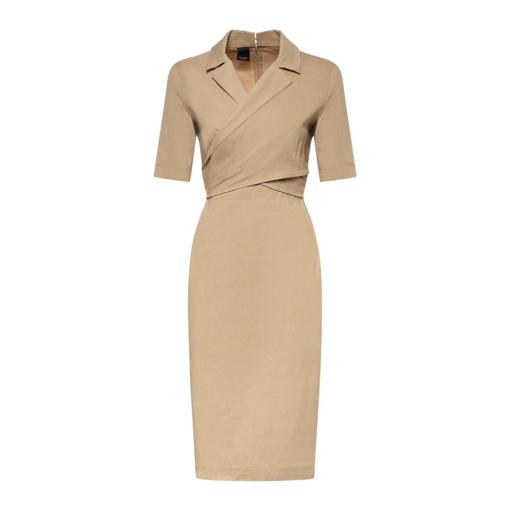 Pinko Women's Beige Allyson Abito Lino Stretch - Midi Dresses - M - Dresses