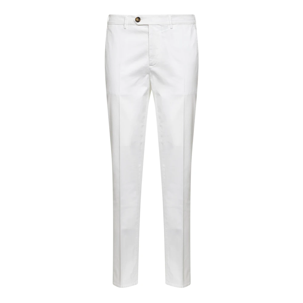 Brunello Cucinelli Men's White Suit Trousers, L, Italian Fit Gabardine Trousers