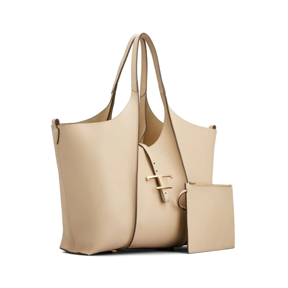 TOD'S Korrelig Beige Leren Tote Tas Beige Dames