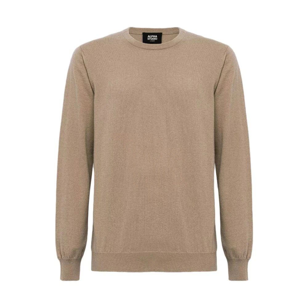 Alpha Studio Wol en Kasjmier Ribtrui Brown Heren