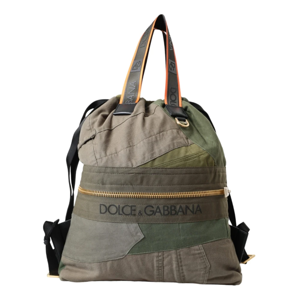 Dolce & Gabbana Men's Green Camouflage Patchwork Backpack Bag