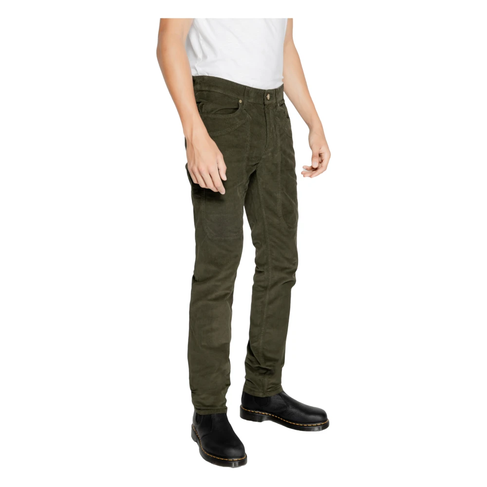 Jeckerson Groene Katoen-Lycra Herenbroek Rits Knoopsluiting Green Heren