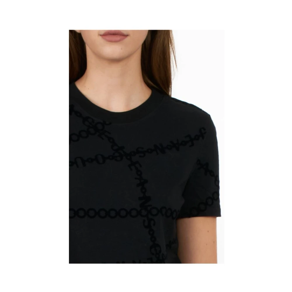 Versace Jeans Couture Barok Print Crewneck T-shirts en Polos Black Dames
