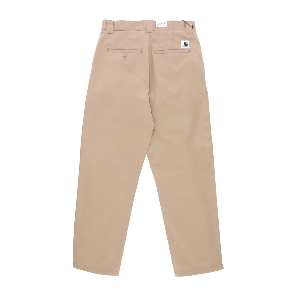Carhartt WIP Leren Gewassen Dames Lange Broek Beige Heren