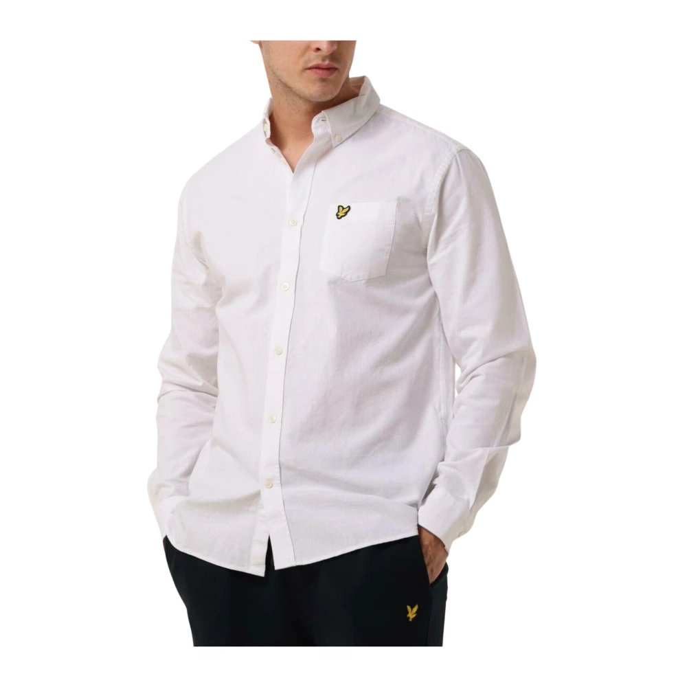 Lyle & Scott Casual Katoen Linnen Button Down Overhemd White Heren