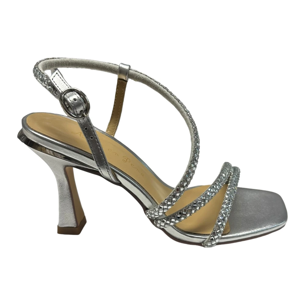 Alma en Pena Gelamineerde leren sandalen 10cm hak Gray Dames