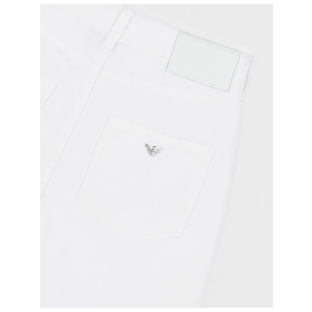 Emporio Armani Slim J18 Katoenen Jeans met Hoge Taille White Dames