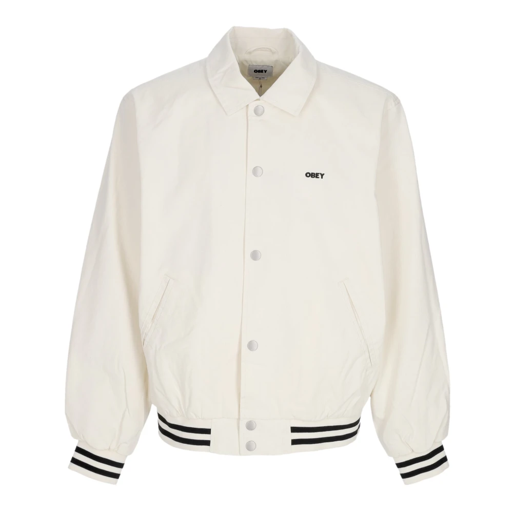 Obey Beige Icon Face Varsity Jacket Unbleached - Male - Bomber Jackets - Xl - Jackets