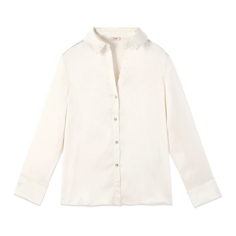 Oltre Vrouw Wit Overhemden Dames, 2XL, Satijn, Satijnen Blouse