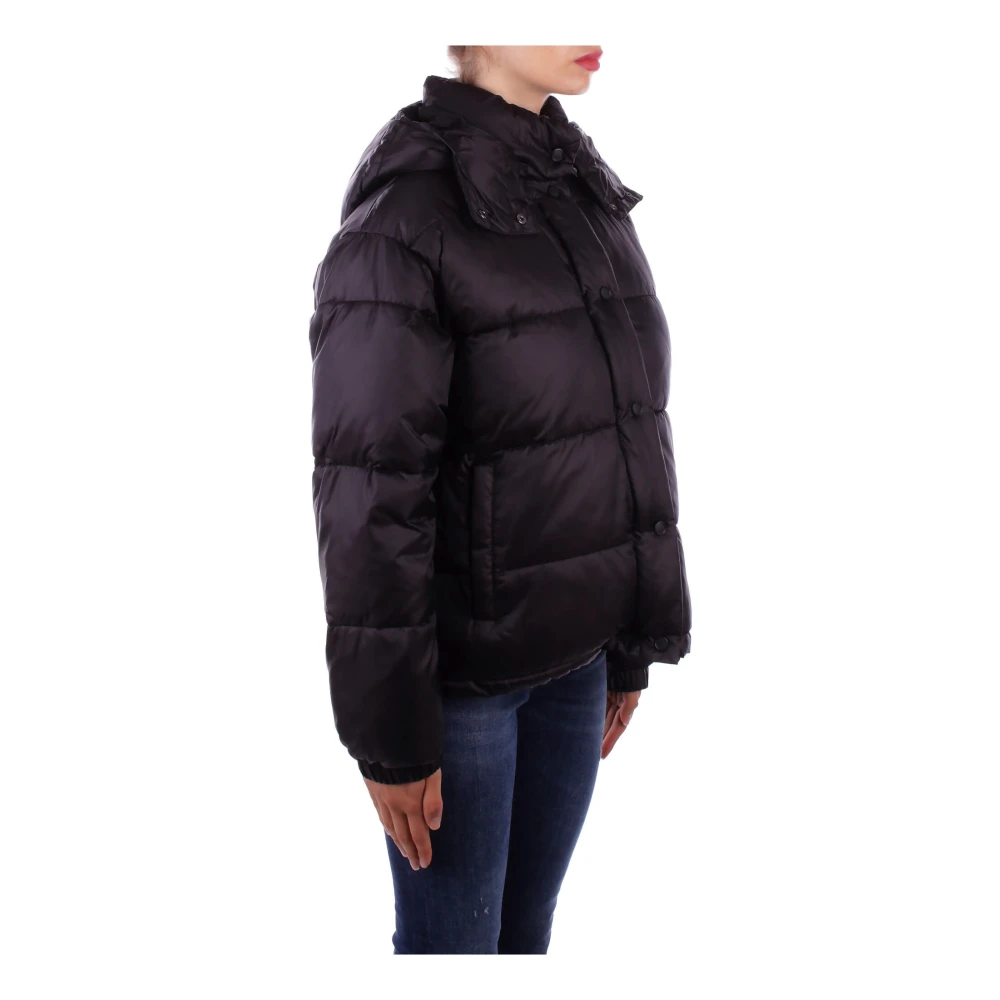 pinko Zwarte jas met afneembare capuchon Black Dames