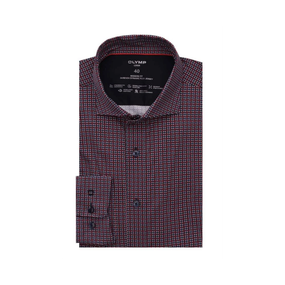 Olymp Casual Overhemd Lange Mouw Rood Oranje Brown Heren