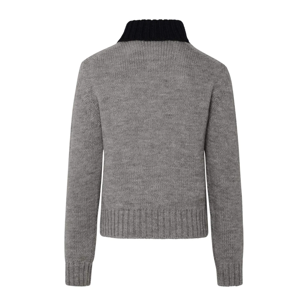 Dolce & Gabbana Geribbelde tweekleurige alpaca trui Gray Heren
