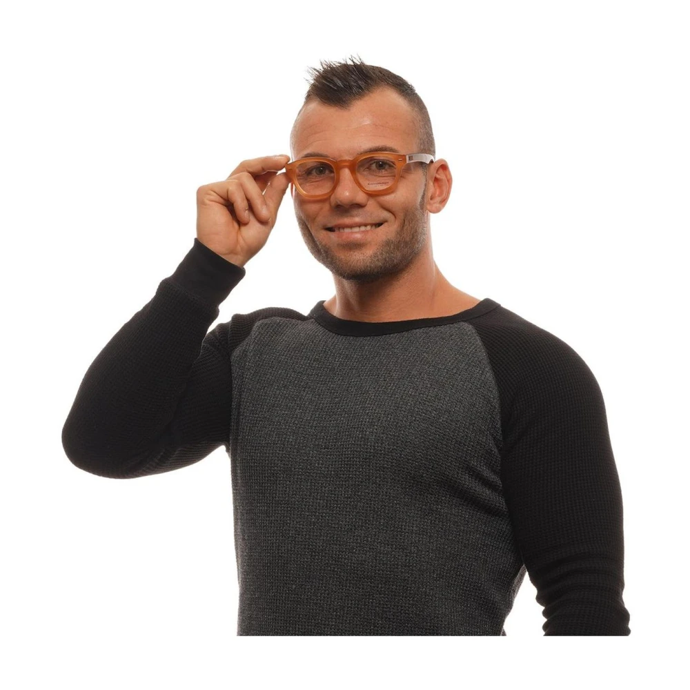 Ermenegildo Zegna Bruine Ronde Optische Monturen met Veerscharnier Brown Heren