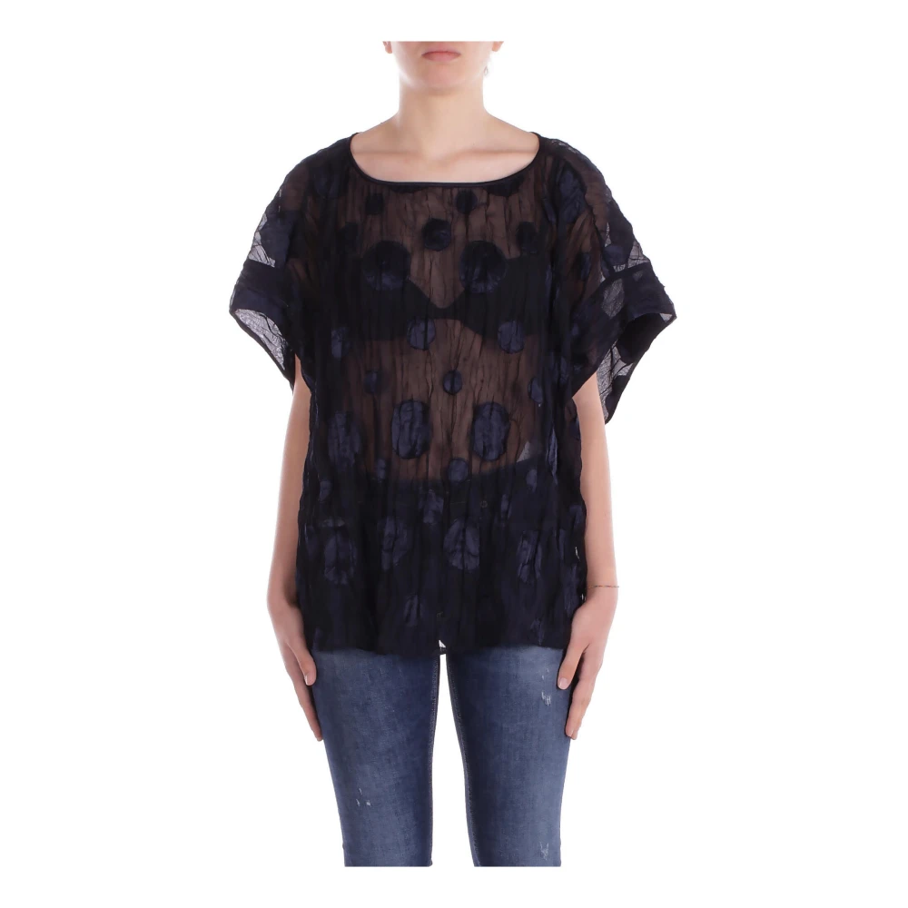 Emporio Armani Women's Blue Blouses, L, Chic Top With Hook Closure