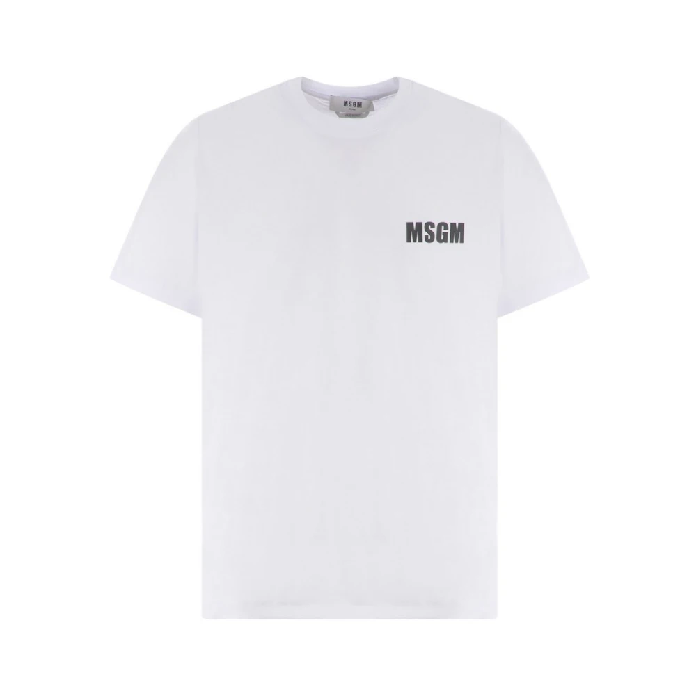 Msgm Men's White Optical Cotton T-Shirt