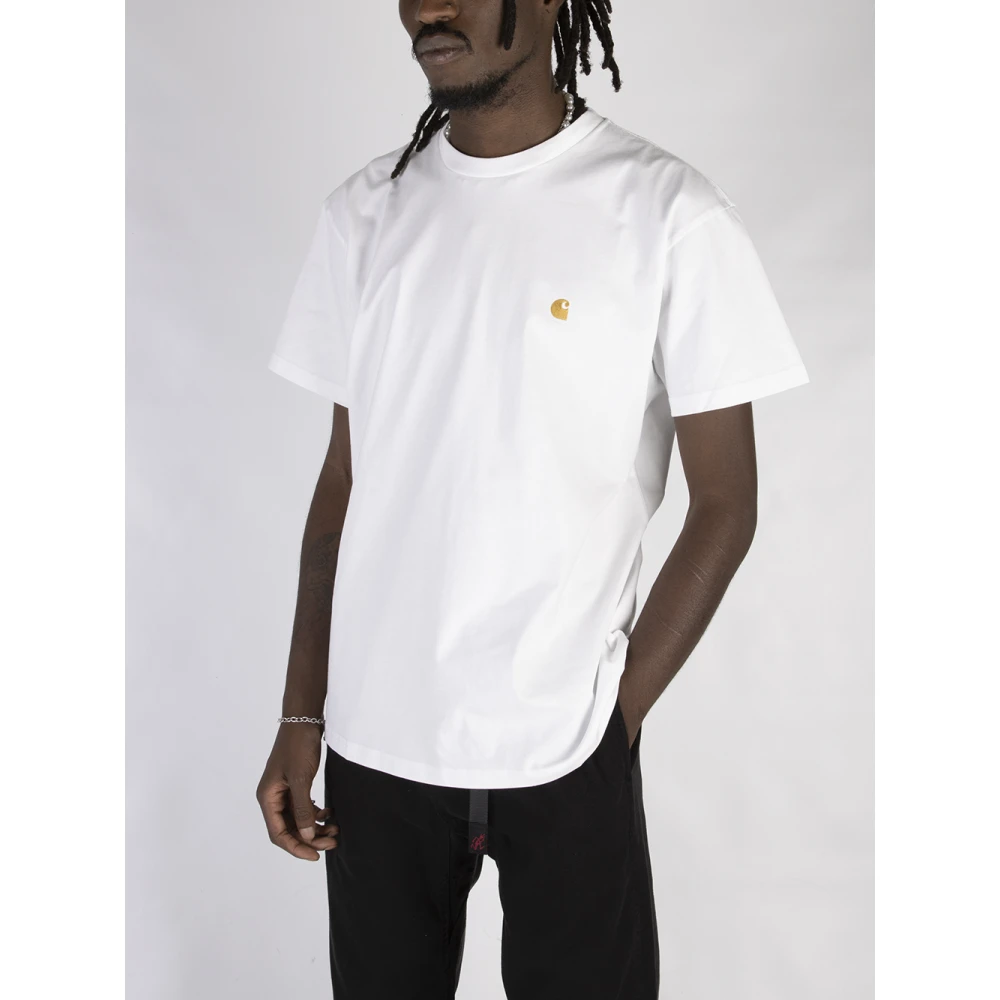Carhartt WIP Witte T-shirts en Polos met Geborduurd Logo White Heren