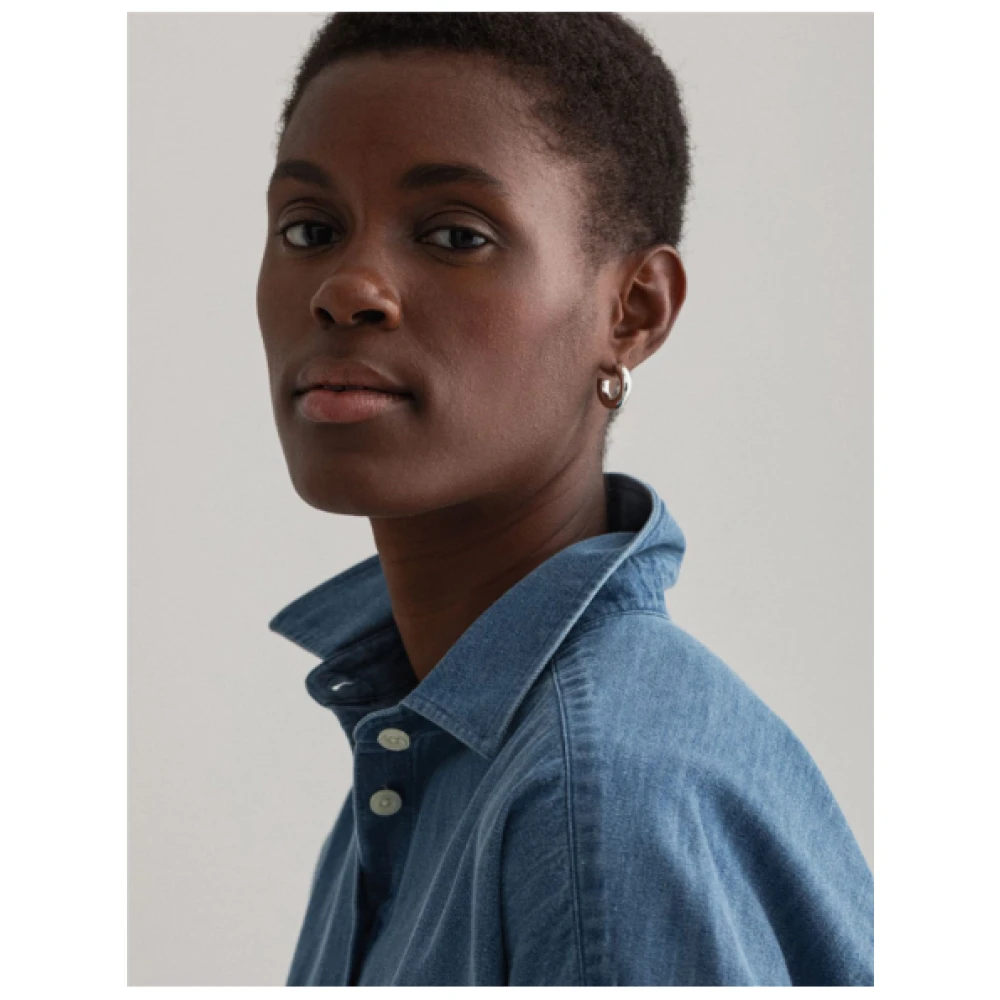 Gant Oversized Denim Overhemd met Verlaagde Schouders Blue Dames