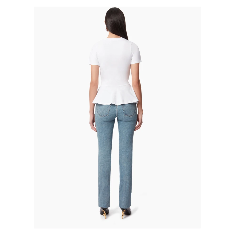 Nina Ricci Witte Peplum T-shirt met Strikdetail White Dames