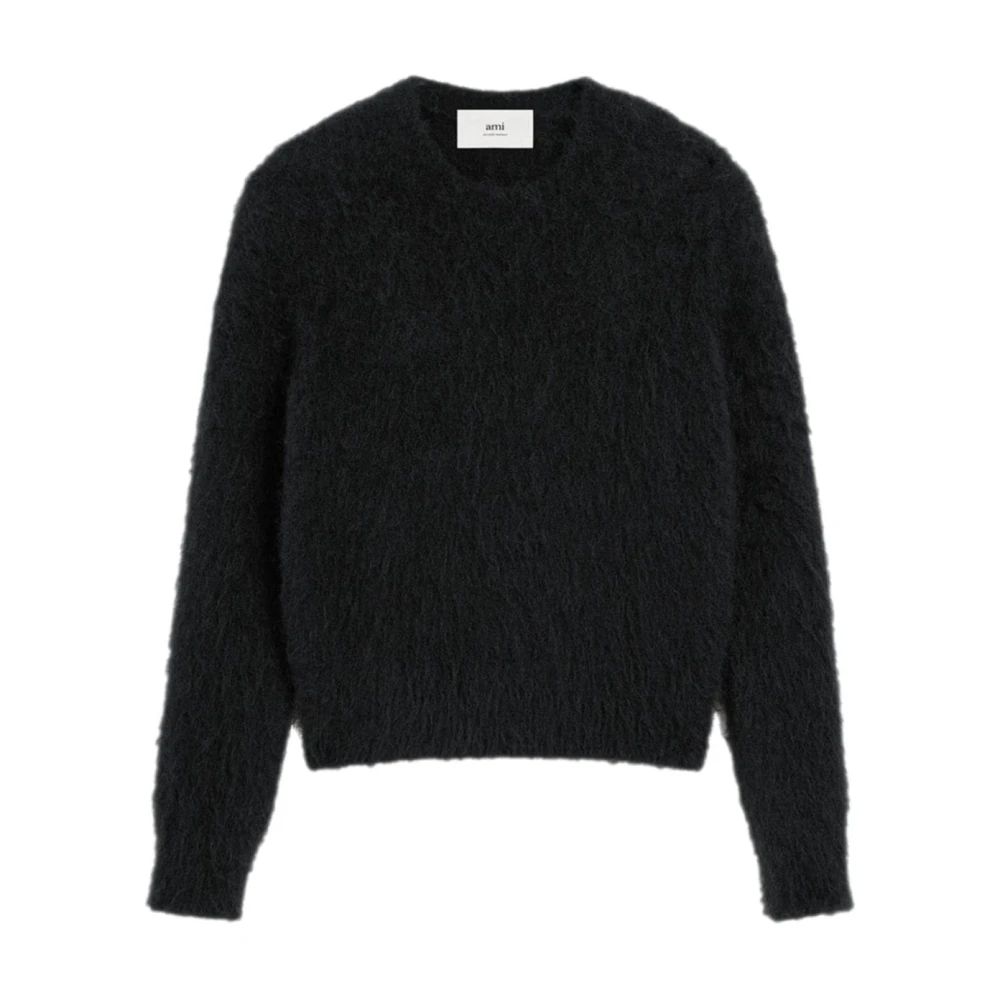 Ami Paris Zwarte Alpaca Mohair Sweater Black Heren