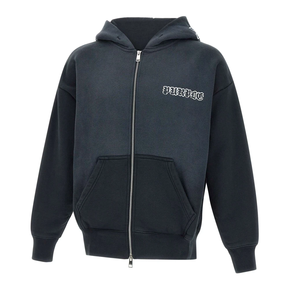 Purple Brand Gestructureerde Katoenen Sweatshirt Zwart Black Heren