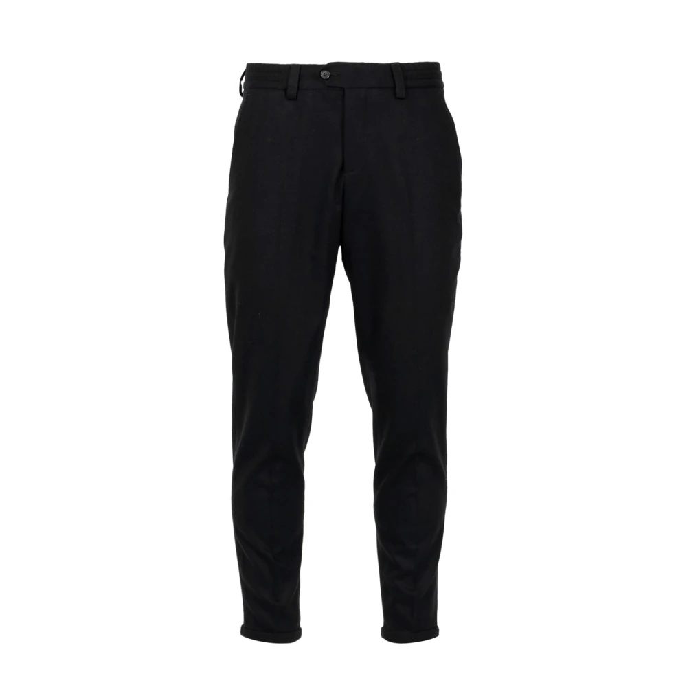 PT Torino Zwarte Wol Kasjmier Flanel Wortelbroek Black Heren