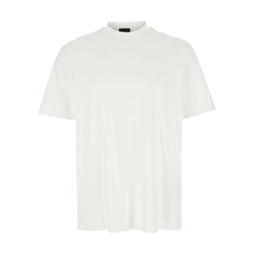 Emporio Armani Witte Crewneck T-shirt met Logo Borduurwerk White Heren