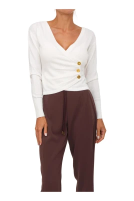 Cashmere Blend Jumper med Juvelknappar